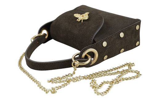 Zamszowa torebka wizytowa - Brązowa ciemna na Arena.pl