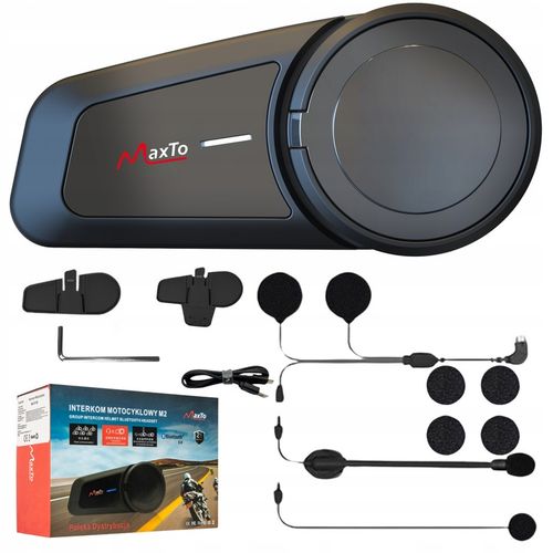 INTERKOM MOTOCYKLOWY BLUTOOTH MAXTO M2 POLSKI LEKTOR na Arena.pl