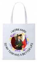 Donald Tusk Platforma Torba Eco Biała Shopper Z Nadrukiem Ze Zdjęciem