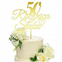 TOPPER NA TORT BOK TORTU 50 ROCZNICA ŚLUBU DOWOLNA LICZBA 10 20 30 40