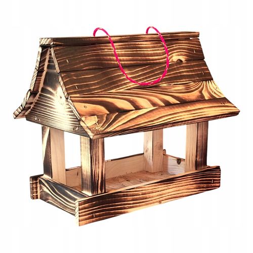 Karmnik dla ptaków drewniany domek budka z drewna biało szary Karma na Arena.pl