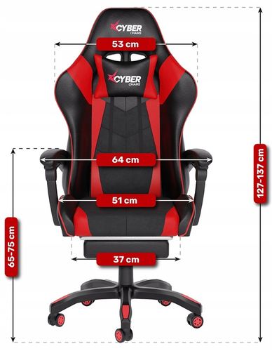 FOTEL GAMINGOWY CYBER CHAIRS X-POWER RED - BIUROWY na Arena.pl