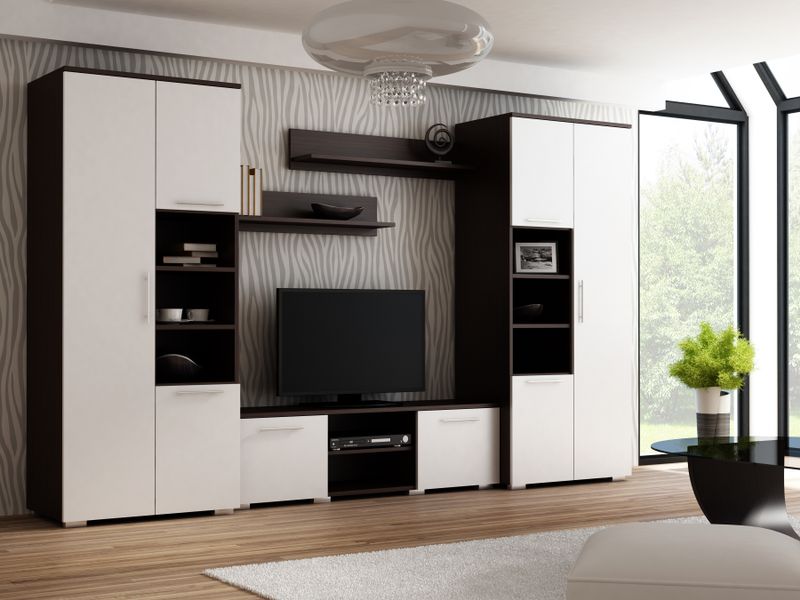 MEBLOŚCIANKA  APOLLO WENGE  FRONT BIAŁY zdjęcie 1