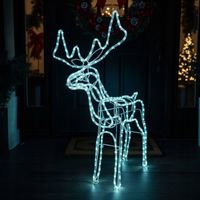 Renifer LED Świąteczny Świecący Zewnętrzny Duży Ozdoba XXL 125 Biały Zimny