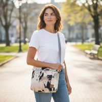 Mała Torebka Damska - Beżowe Konie