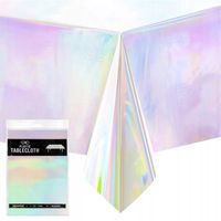 OBRUS FOLIOWY PROSTOKĄTNY OPALIZUJĄCY SREBRNY 137X274cm DUŻY