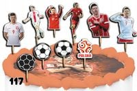 TOPPERY NA TORT OZDOBNE DEKORACJA ZESTAW - PIŁKA NOŻNA LEWANDOWSKI 10szt.