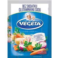 VEGETA BEZ DODATKU GLUTAMINIANU SODU niebieska 70g PODRAVKA od 1959 roku