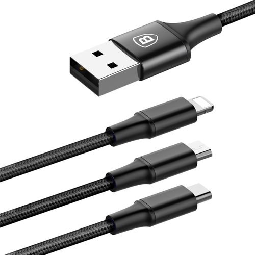 KABEL BASEUS 3W1 MICROUSB, USB-C APPLE IPHONE 1,2M na Arena.pl