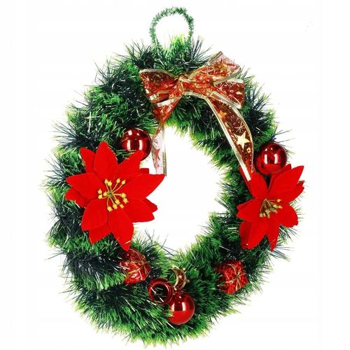 WIENIEC ŚWIĄTECZNY STROIK WIANEK NA DRZWI 35cm DUŻY PIĘKNY DEKORACJA OZDOBA na Arena.pl