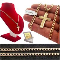 ZŁOTY NASZYJNIK KOMUNIJNY Z KRZYŻYKIEM 18K ŁAŃCUSZEK ZAWIESZKA + GRAWER