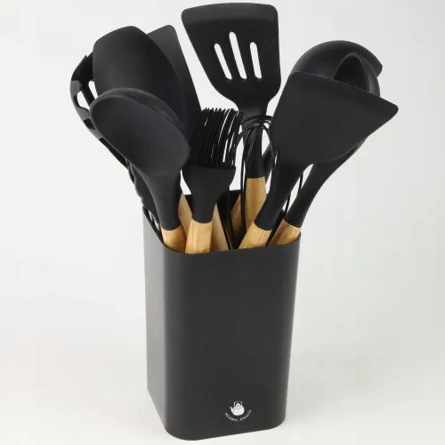 AKCESORIA DO KUCHNI PRZYBORY ZESTAW NARZĘDZIA KUCHENNE 12 ELEMENTÓW CZARNY na Arena.pl