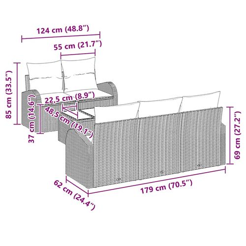 Zestaw Sof na Ogród 6 pcs Beżowy i kremowy 55 x 55 x 37 cm na Arena.pl
