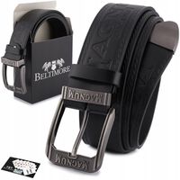 Pasek męski skórzany premium szeroki 4cm klasyczny czarny Beltimore Jeans