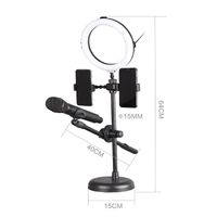 Lampa pierścieniowa LED uchwytami do telefonu i mikrofonu KA-LINE R-123
