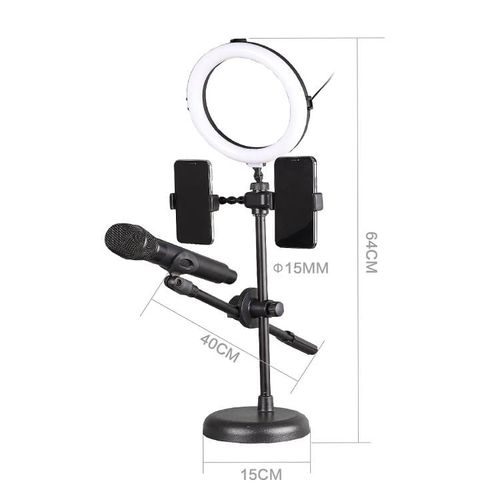 Lampa pierścieniowa LED uchwytami do telefonu i mikrofonu KA-LINE R-123 na Arena.pl