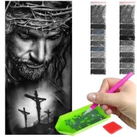 Duży Haft diamentowy 80x40cm Jezus krzyż bóg mozaika zestaw 5d akcesoria