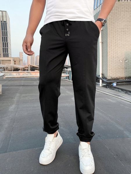 CZARNE SPODNIE DRESOWE JOGGERY KLASYCZNE GŁADKIE GUZIKI SHEIN S zdjęcie 3