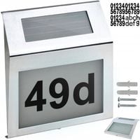 PODŚWIETLANY NUMER DOMU TABLICZKA LAMPA LED SOLARNA CZUJNIK STAL NIERDZEWNA