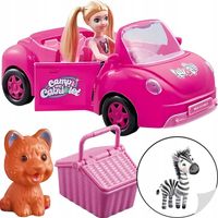 Lalka w Samochodzie Aucie z Pieskiem Koszykiem Kabriolet Dziewczynki 3 4 5
