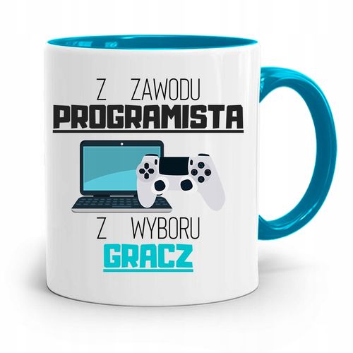 Kubek Błękitny Informatyka Z Zawodu Programista Z Nadrukiem Ze Zdjęciem na Arena.pl