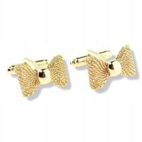 WANDALLIA Spinki do Mankietów SP-MN-540 Złote Muszki Kokardy Motylki Męskie