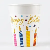 kubki papierowe happy birth. candles 200ml 8 szt.