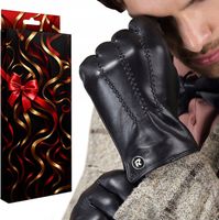 DOTYKOWE RĘKAWICZKI SKÓRZANE MĘSKIE SKÓRA CIELĘCA OCIEPLANE MIŚ roz. L