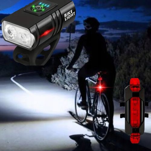 MOCNA LAMPKA ROWEROWA PRZEDNIA TYLNA LED WODOODPORNA AKUMULATOR USB ZESTAW na Arena.pl