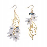 16 0152 Kolczyki Złote Twarz Kwiatki Kryształy Nietypowe