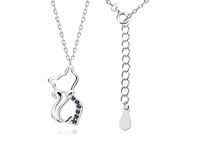 RODOWANY SREBRNY NASZYJNIK KOTEK KOT CYRKONIE