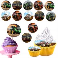 OPŁATEK na BABECZKI MUFFINKI zestaw na urodziny 12szt. - TRAKTORY CIĄGNIK