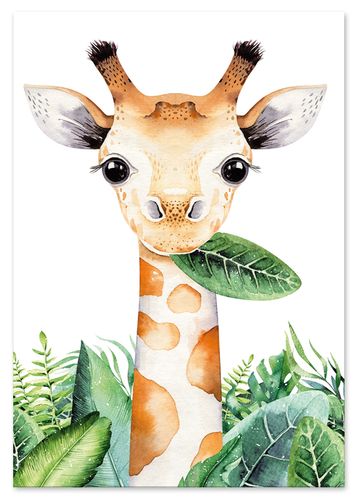 Plakat żyrafa w liściach plakaty dla dziecka 70x100 cm na Arena.pl