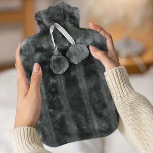 TERMOFOR NA WODĘ 2L W POKROWCU PLUSZOWY OGRZEWACZ GUMOWY W SWETERKU GRAFIT na Arena.pl