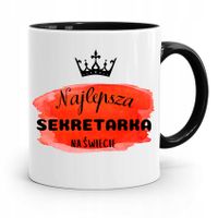 Kubek Czarny Prezent Dla Sekretarki Najlepsza Z Nadrukiem Ze Zdjęciem