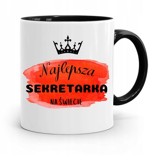 Kubek Czarny Prezent Dla Sekretarki Najlepsza Z Nadrukiem Ze Zdjęciem na Arena.pl