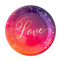Talerzyki papierowe Love walentynki rocznica 18 cm 6 szt.