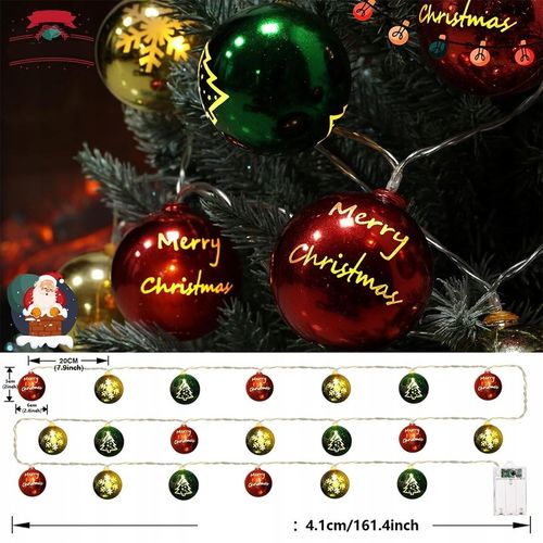 Łańcuch Girlanda Świetlna 20Led Na Boże Narodzenie Na Baterie4.1 m z pilot na Arena.pl