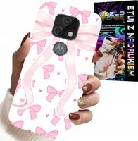 ETUI DO MOTOROLA MOTO E7 PLUS - RÓŻOWE WSTAZKI WSTĄZKA MODNE WZORY CASE