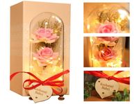 Prezent na Dzień Babci Matki Kobiet Wieczna róża LED świecąca w kopule