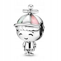 Zawieszka SREBRO 925 Charms Koralik Chłopiec z czapką z daszkiem