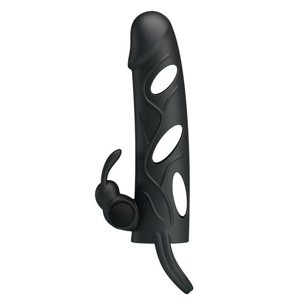 PRETTY LOVE - PENIS SLEEVE WITH BALL STRAP vibration BLACK zdjęcie 4