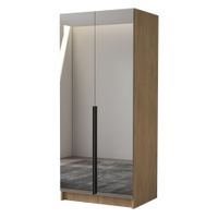 Szafa BONO III 100 cm z lustrem-pojemna garderoba-CREMONA+CZARNY