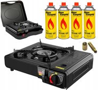 KUCHENKA TURYSTYCZNA GAZOWA Przenośna 2w1 + 4 x GAZ ALPEN CAMPING 400ml
