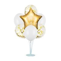 Zestaw balonów na stojaku - gwiazda Happy Birthday złota