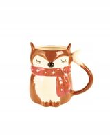 Kubek ceramiczny świąteczny wór 3D 400ml lis brązowy czerwony szalik