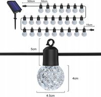 Girlanda Solarna LED Ogrodowa Na taras 25 szt. 15m IP44 + pilot ciepła biel