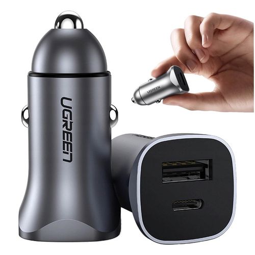 UGREEN SZYBKA ŁADOWARKA SAMOCHODOWA USB-A / USB-C 12-24V 30W na Arena.pl