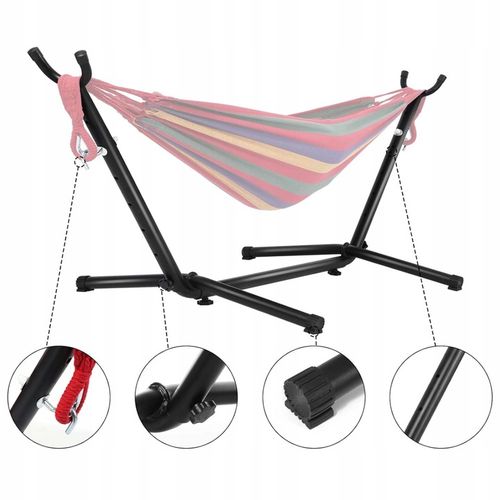 HAMAK OGRODOWY ze stelażem dwuosobowy brazylijski DUŻY RED GARDEN ZESTAW na Arena.pl