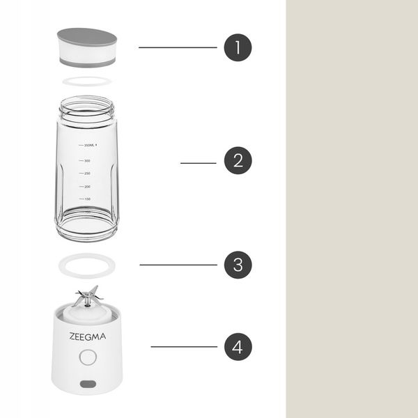 BLENDER BEZPRZEWODOWY KIELICHOWY 450ml 300W BIAŁY zabierz ze sobą! Zeegma zdjęcie 13